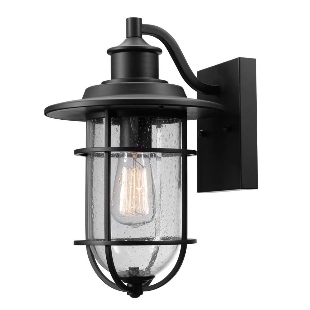 Black Globe Electric Outdoor Wall Lighting Turner 1 Light Black Outdoor Wall Mount Sconce