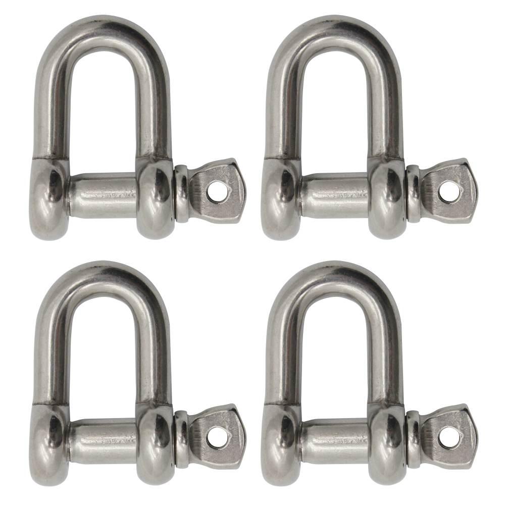 1//4 2-Pack Extreme Max 3006.8201.2 BoatTector Stainless Steel Long D Shackle