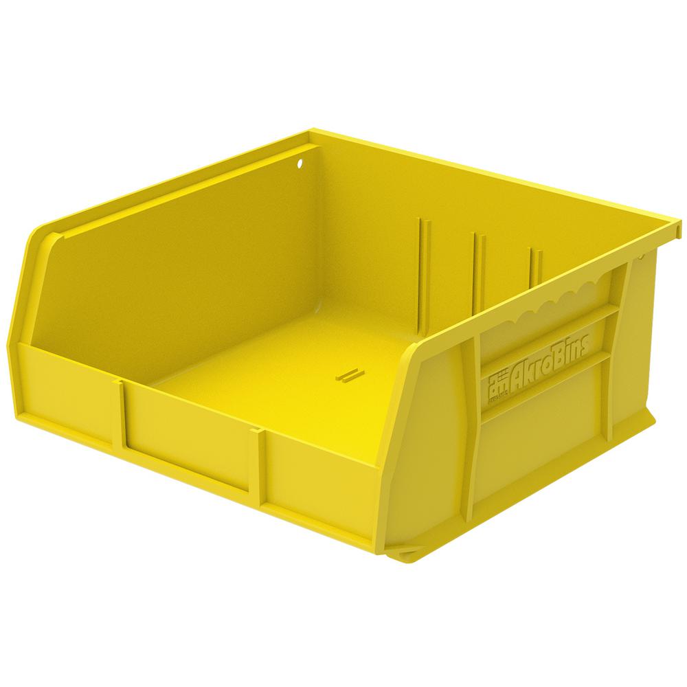 AkroMils AkroBin 11 in. 50 lbs. Storage Tote Bin in Yellow with 2.0