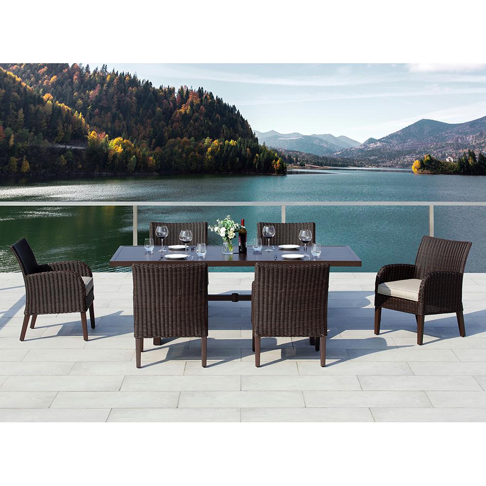 Ove Decors Majorca Iii Dark Brown 7 Piece Wicker Outdoor Dining