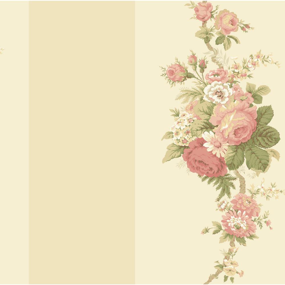 York Wallcoverings Waverly Stripes Norfolk Rose Wallpaper, Beige/ White/ Soft Coral/ Pale Peach/ Sha Icon