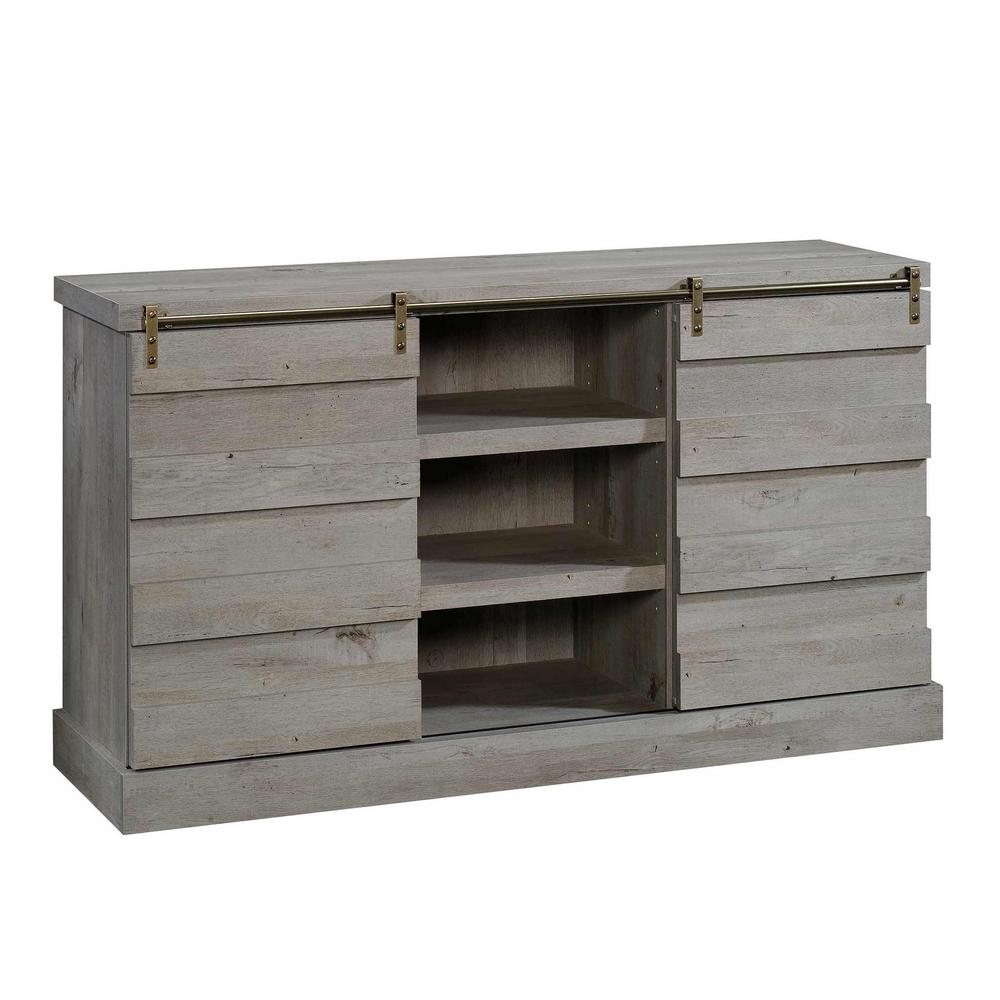 SAUDER Cannery Bridge Mystic Oak Sliding-Door Entertainment Credenza