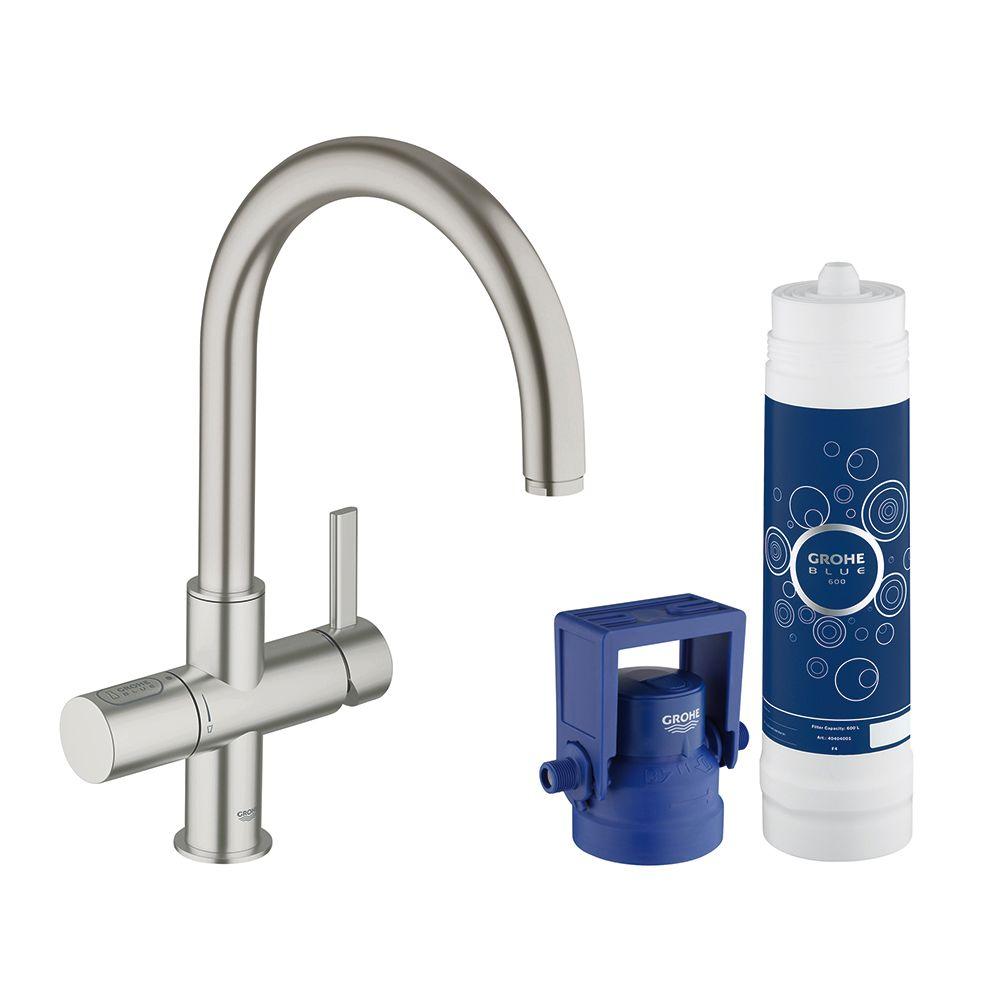 GROHE Blue Pure 2-Handle Standard Kitchen Faucet in SuperSteel InfinityFinish by GROHE