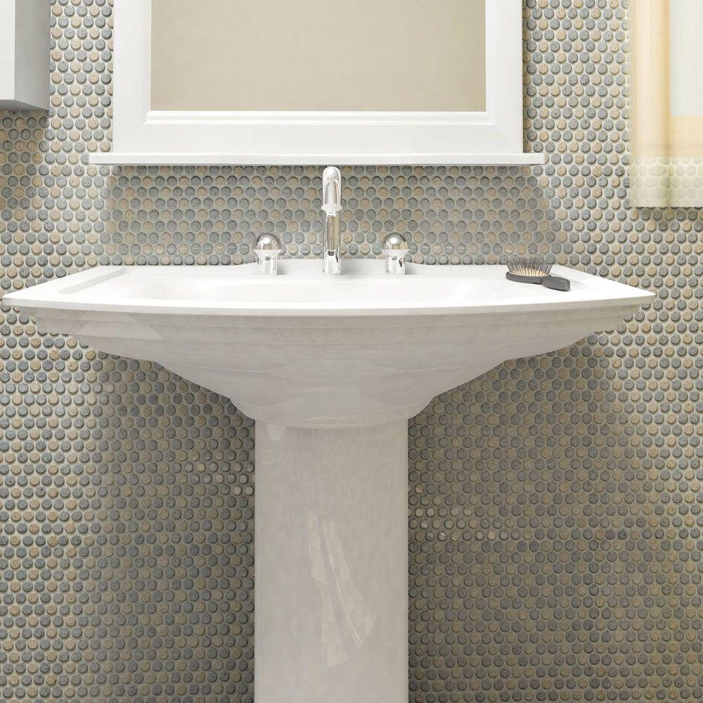 Merola Tile Hudson Penny Round Matte Cookies And Cream 12 In X 12