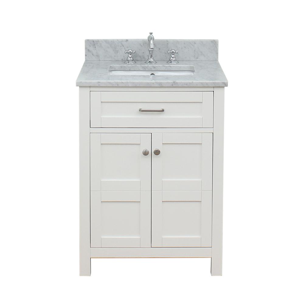 Vancouver 25 in. W x 34 in. H Bath Vanity in White with Marble Vanity