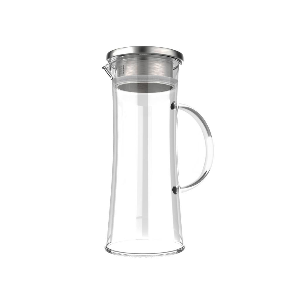 Classic Cuisine Glass Pitcher with Lid - Hot or Cold Brew Carafe (Clear)