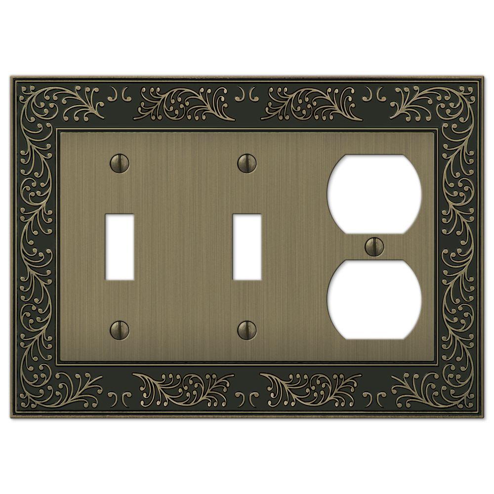 2 Toggle 1 Duplex Combination Wall Plates The English Garden 2 Toggle 1 Duplex Combination Wall Plate Brushed Br