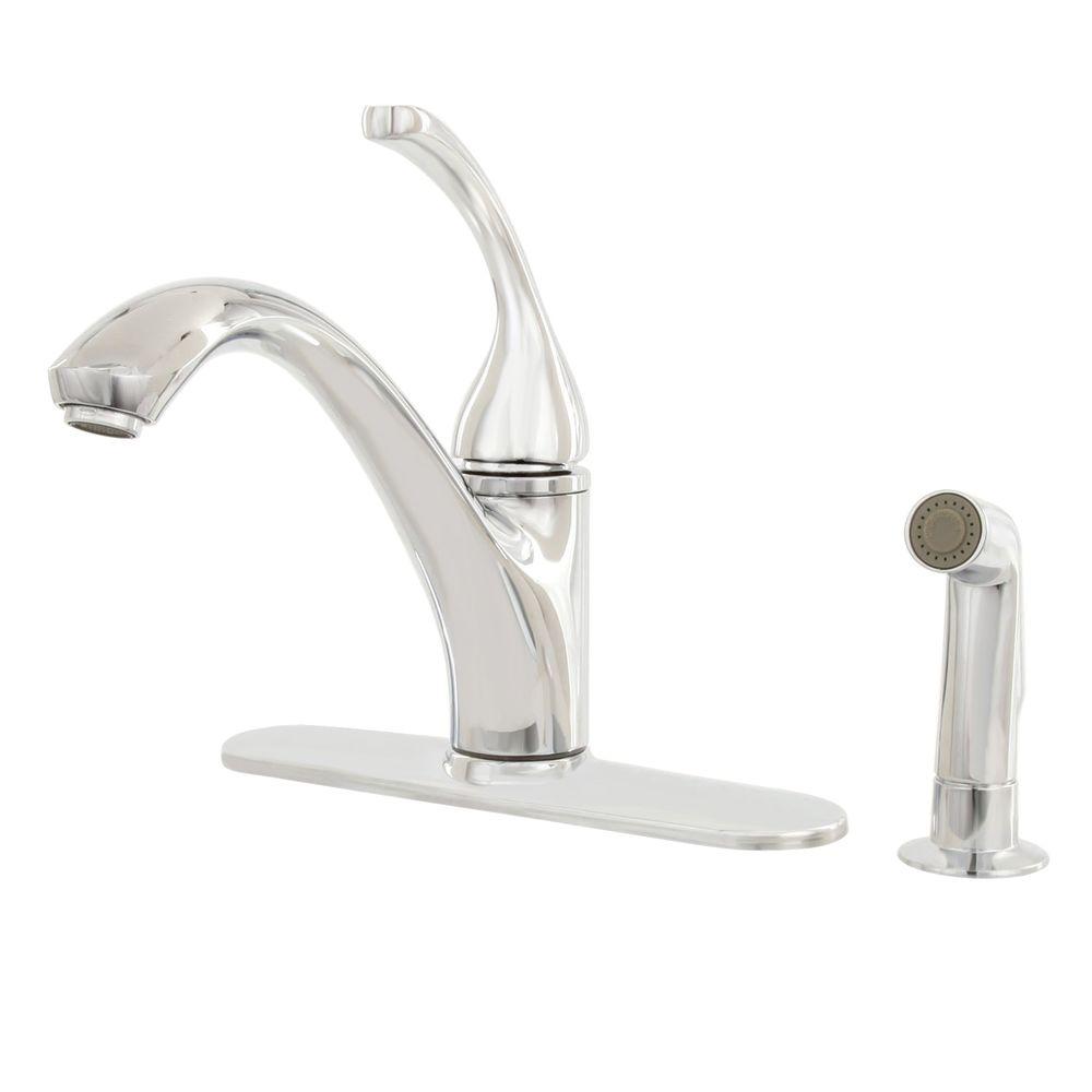 KOHLER Forte SingleHandle Standard Kitchen Faucet with Matching Finish Side Spray in Polished