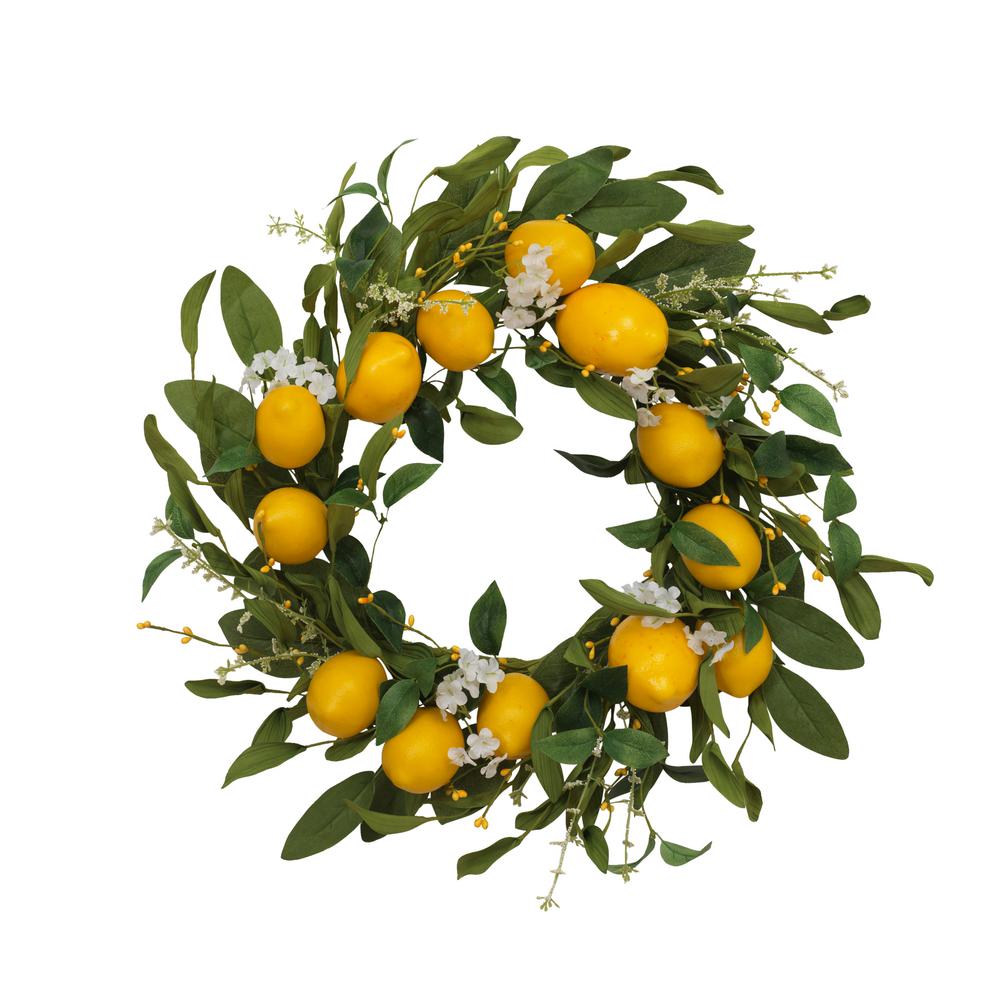 24 in. Dia Lemon Wreath with Berry Accents-2521210EC - The Home Depot