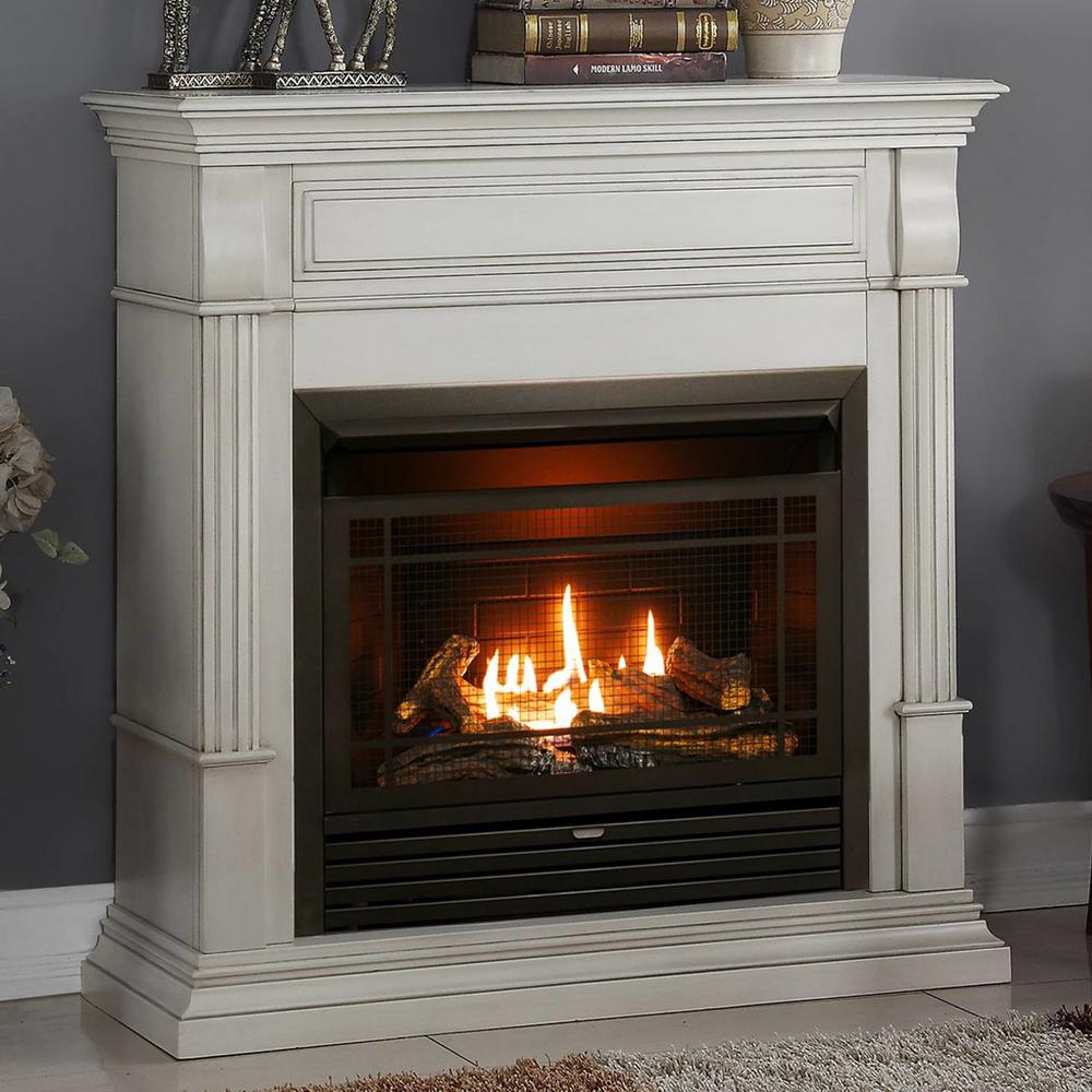 Duluth Forge 40 In Ventless Dual Fuel Gas Fireplace Antique White With Thermostat 170130 The Home Depot - Corner Gas Fireplace Home Depot Duluth Forge 40 In Ventless Dual Fuel Gas Fireplace Antique White With Thermostat 170130 The Home Depot - Corner Gas Fireplace Home Depot