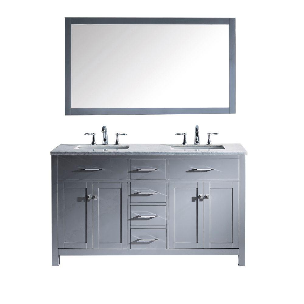 Virtu Usa Caroline 60 In W Bath Vanity Gray With Marble Virtu Usa Caroline 60 In W Bath Vanity