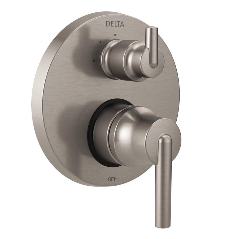 Delta 2Handle WallMount Valve Trim Kit with 3Setting Integrated Diverter in Stainless (Valve