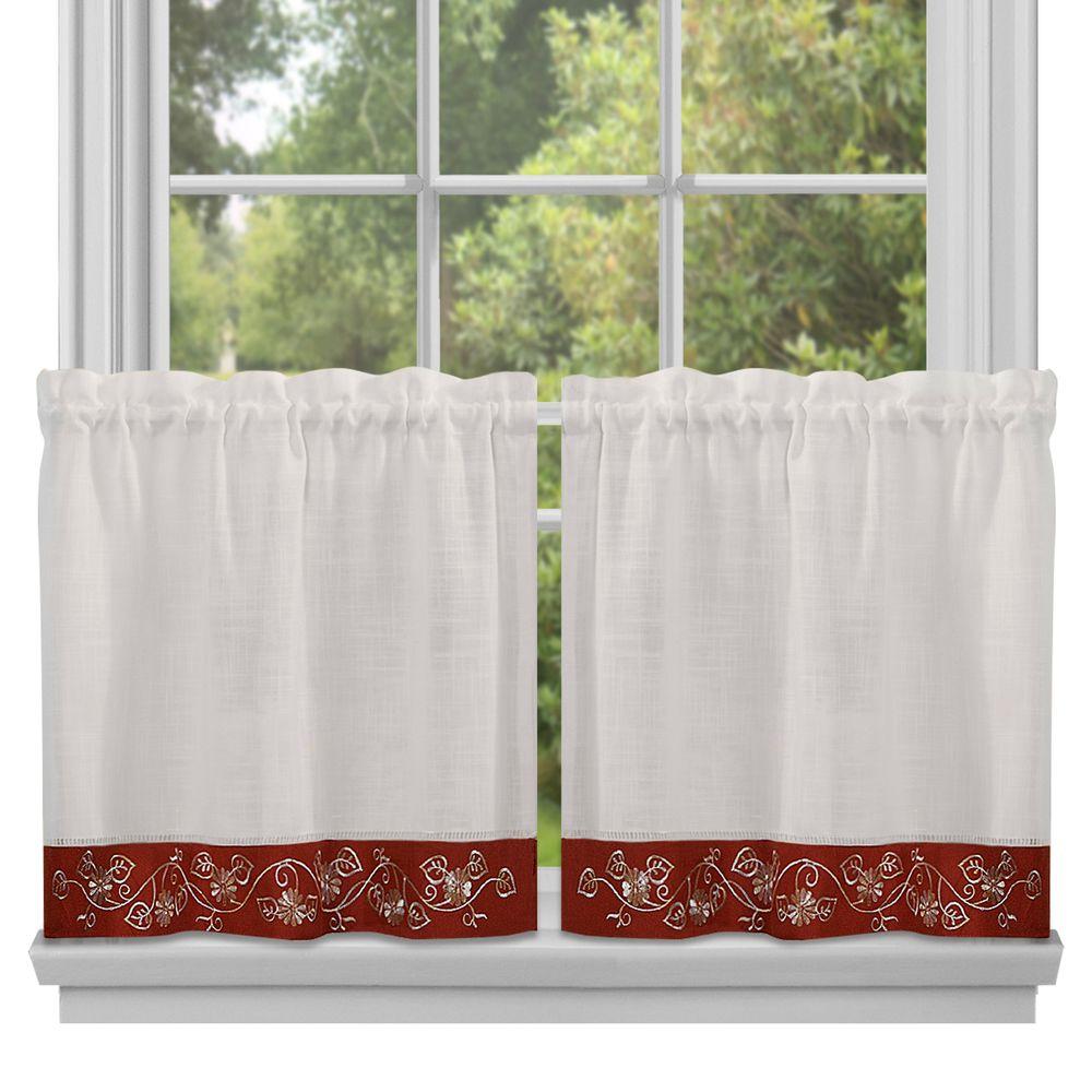 Achim Semi Opaque Oakwood Burdy Polyester Tier Curtain 58 In W Achim Semi Opaque Oakwood Burdy Polyester Tier Curtain 58 In W X 36