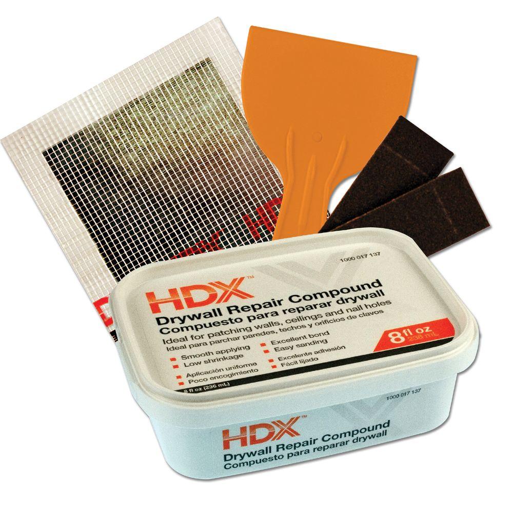 Hdx 4 In X 4 In Drywall Repair Patch Kit 13605 The Home Depot