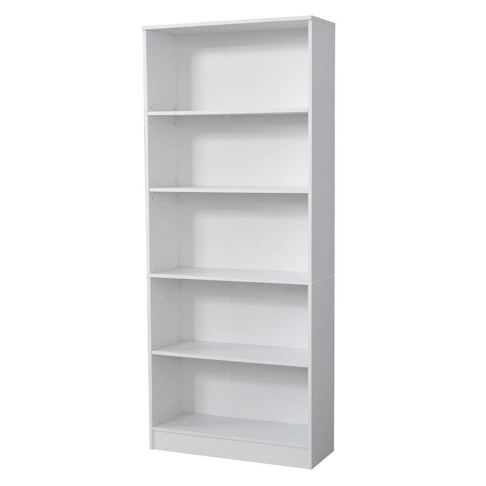 Hampton Bay 71 18 In White Wood 5 Shelf Standard Bookcase With