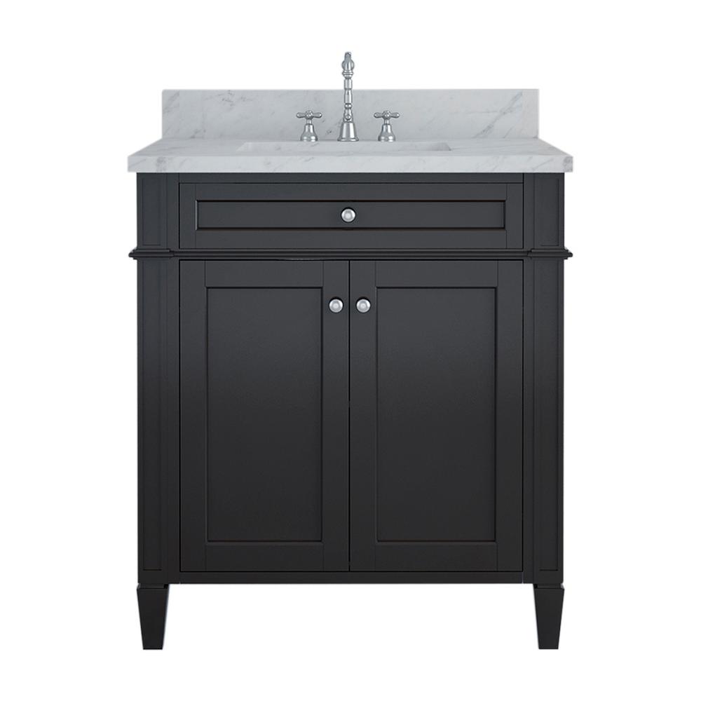 Home Elements Birmingham 30 In W X 34 In H Bath Vanity In Espresso With Marble Vanity Top In White With White Basin Hkgb 107 30 E Cwmt The Home Depot