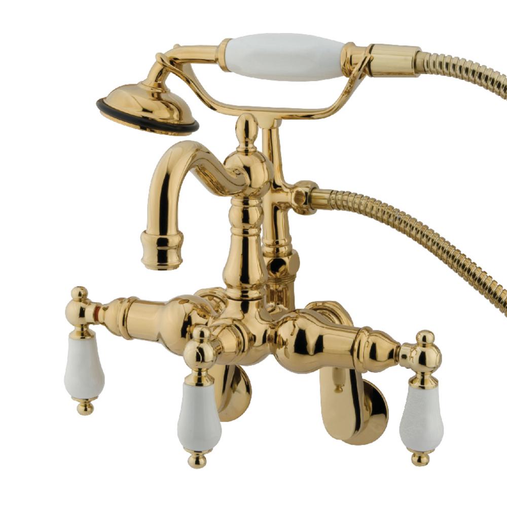 Kingston Brass Victorian Adjustable Center 3 Handle Claw Foot Tub   Polished Brass Kingston Brass Claw Foot Tub Faucets Hcc1305t2 64 1000 