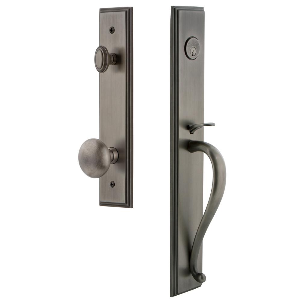 Grandeur Carre 1 Piece Antique Pewter Door Handleset With S Grip Antique Pewter Door Handleset
