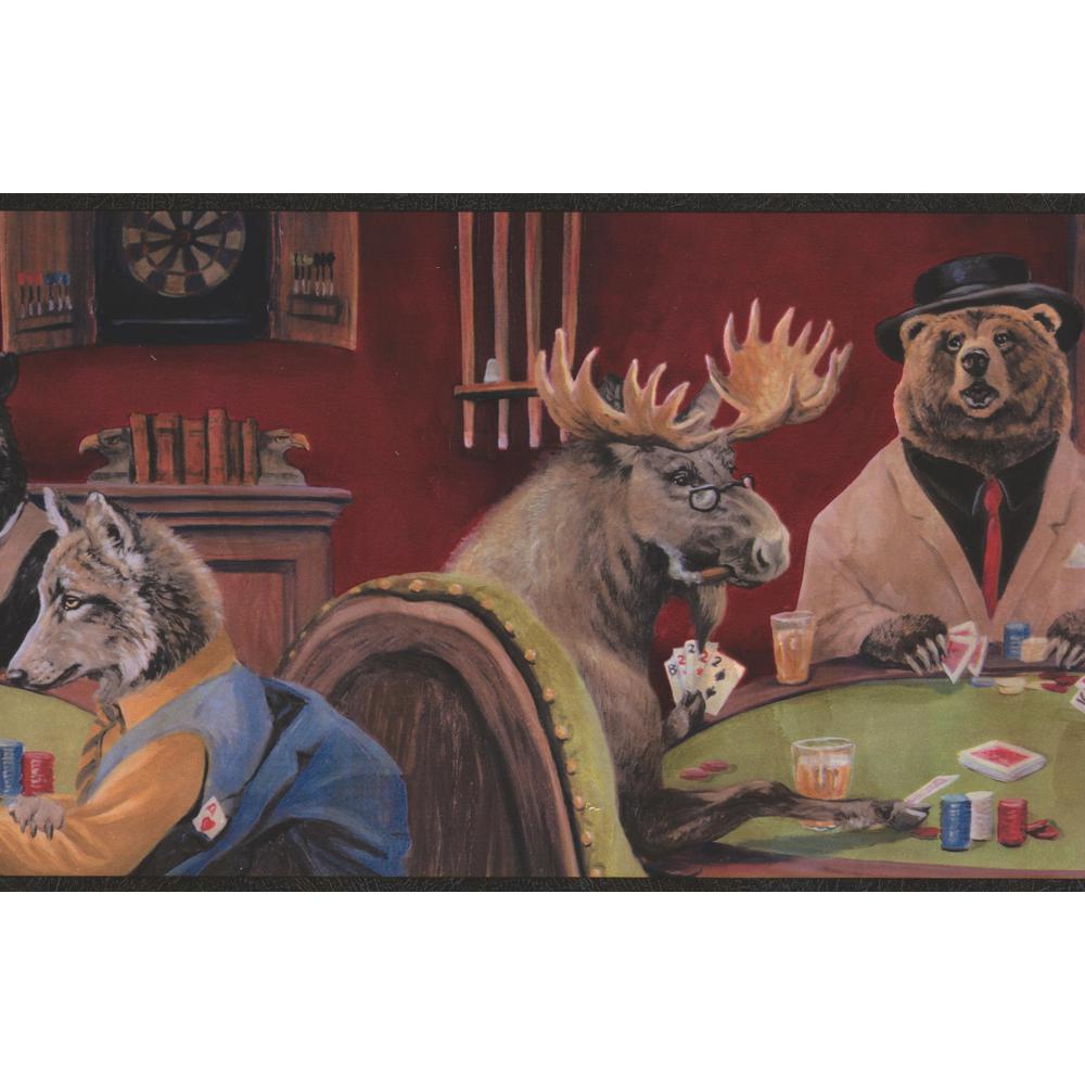 Chesapeake Animals Playing Poker Cards Prepasted Wallpaper Border ...