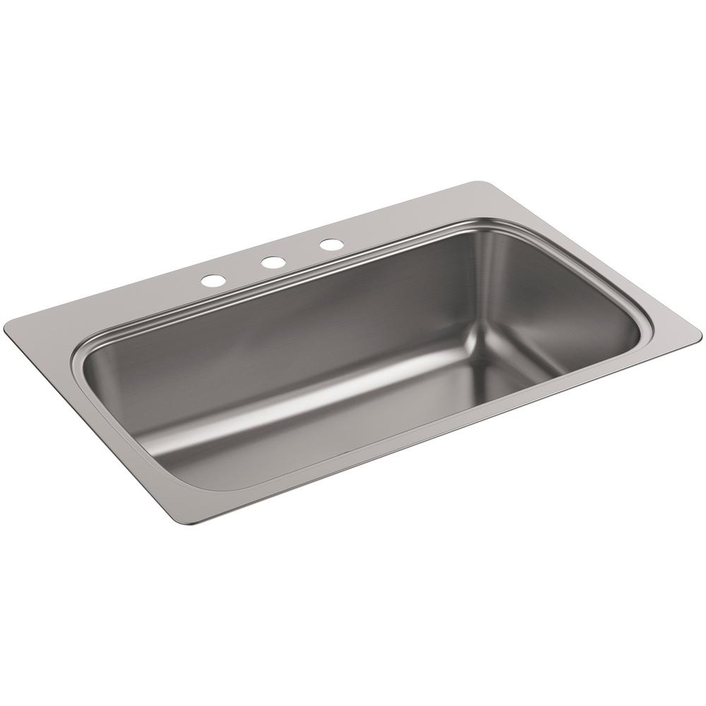 Kohler Stainless Steel Kitchen Sinks kohler verse drop-in stainless steel 33 in. 4-hole single basin Kohler Stainless Steel Kitchen Sinks kohler verse drop-in stainless steel 33 in. 4-hole single basin