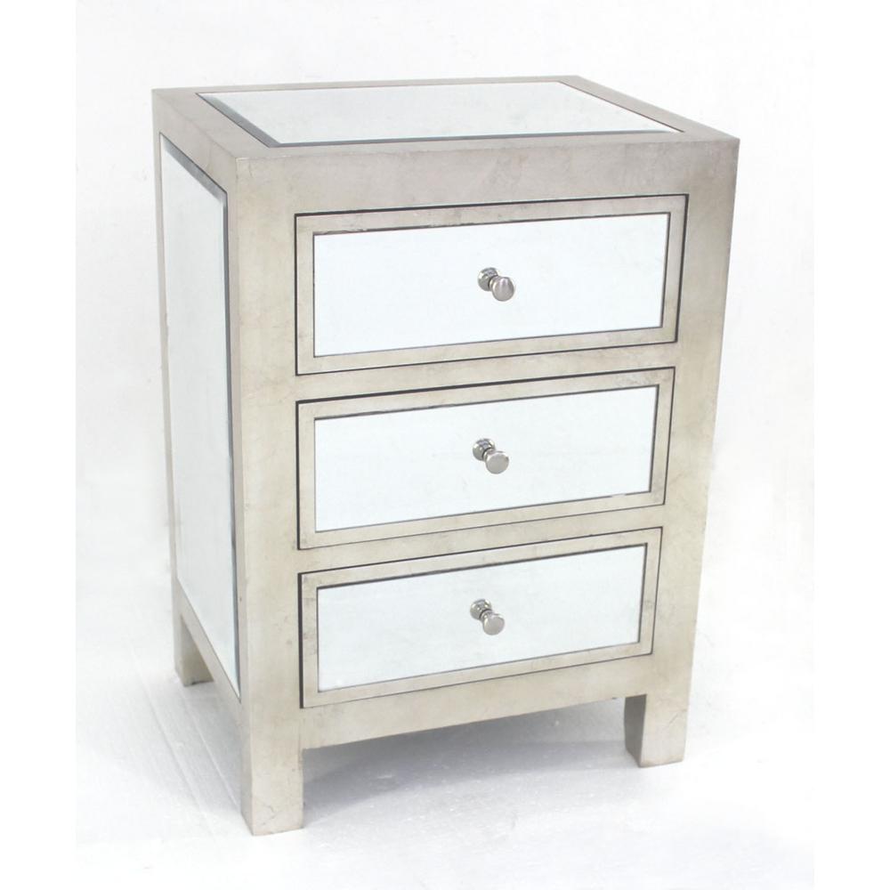 Silver Wood Mirror 3 Drawer Storage Cabinet Af 083 The Home Depot Undefined Silver Wood Mirror 3 Drawer Storage Cabinet