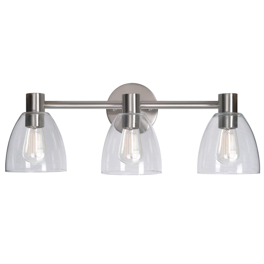 Globe Electric Estorial 3-Light Brushed Nickel Vanity Light With ...