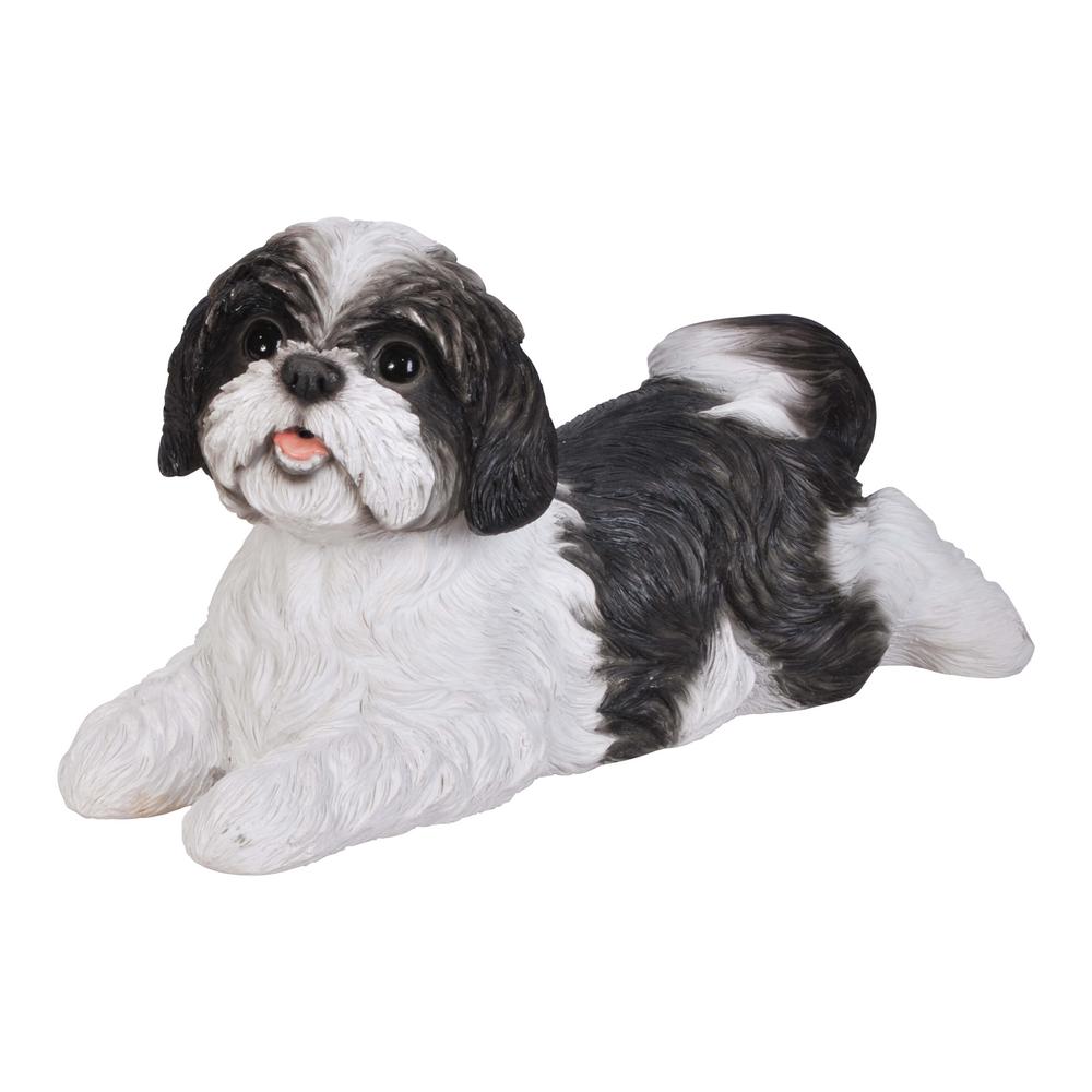 Hi Line Gift Black White Shih Tzu Lying Down Garden Statue 87797