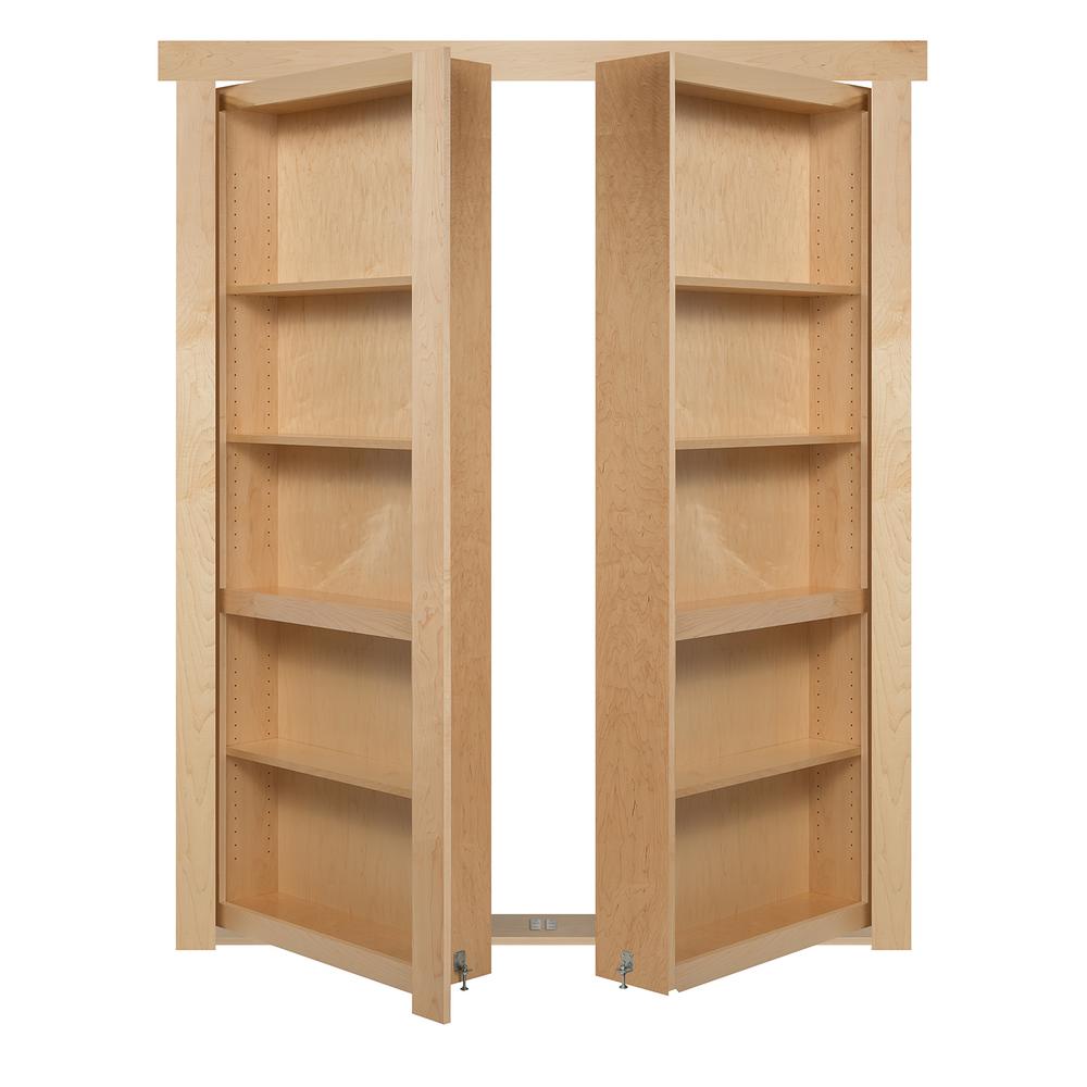 The Murphy Door 48 In X 80 In Flush Mount Assembled Maple Natural Stained Out Swing Solid Core Interior French Bookcase Door