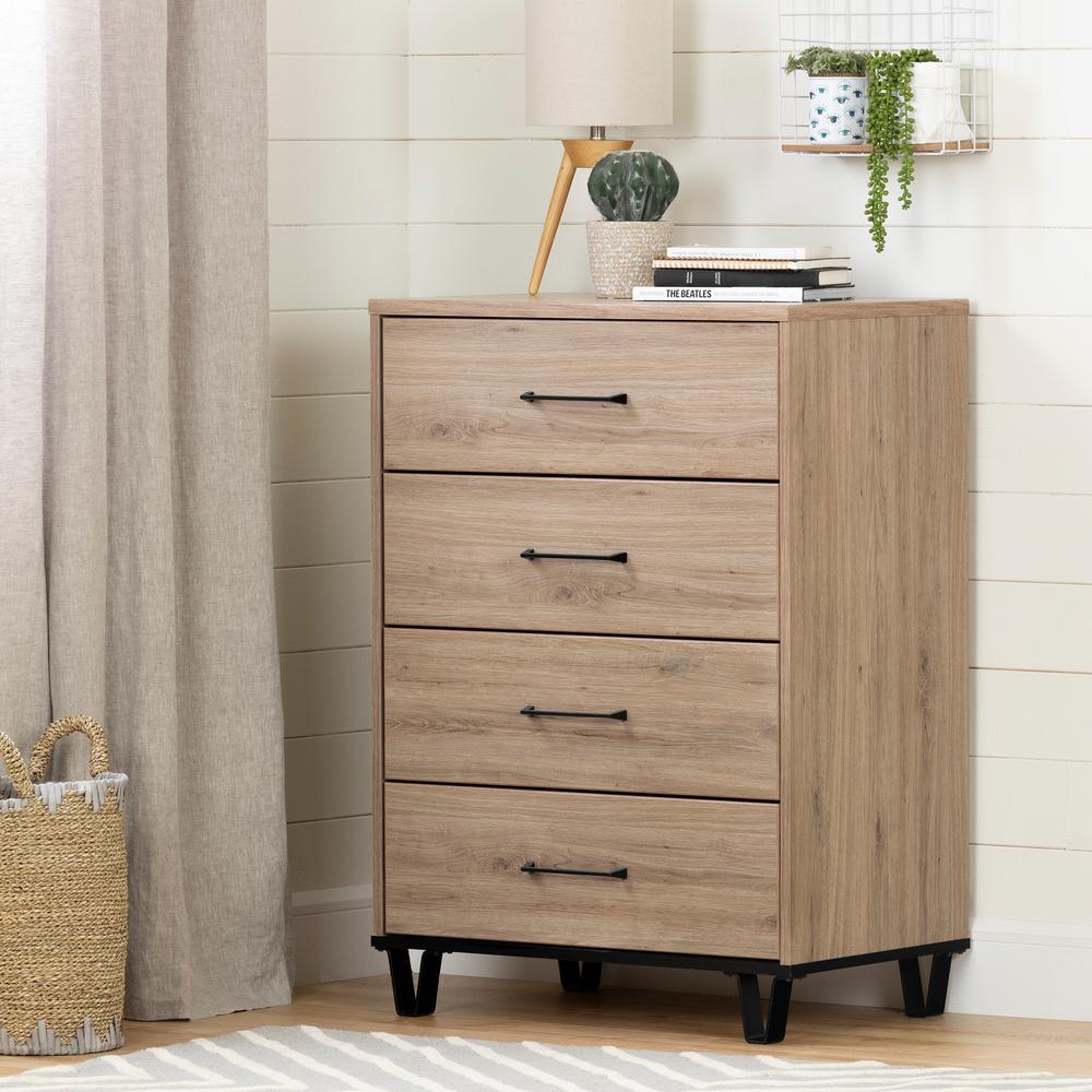 South Shore Fakto 4 Drawer Rustic Oak Chest 11025 The Home Depot