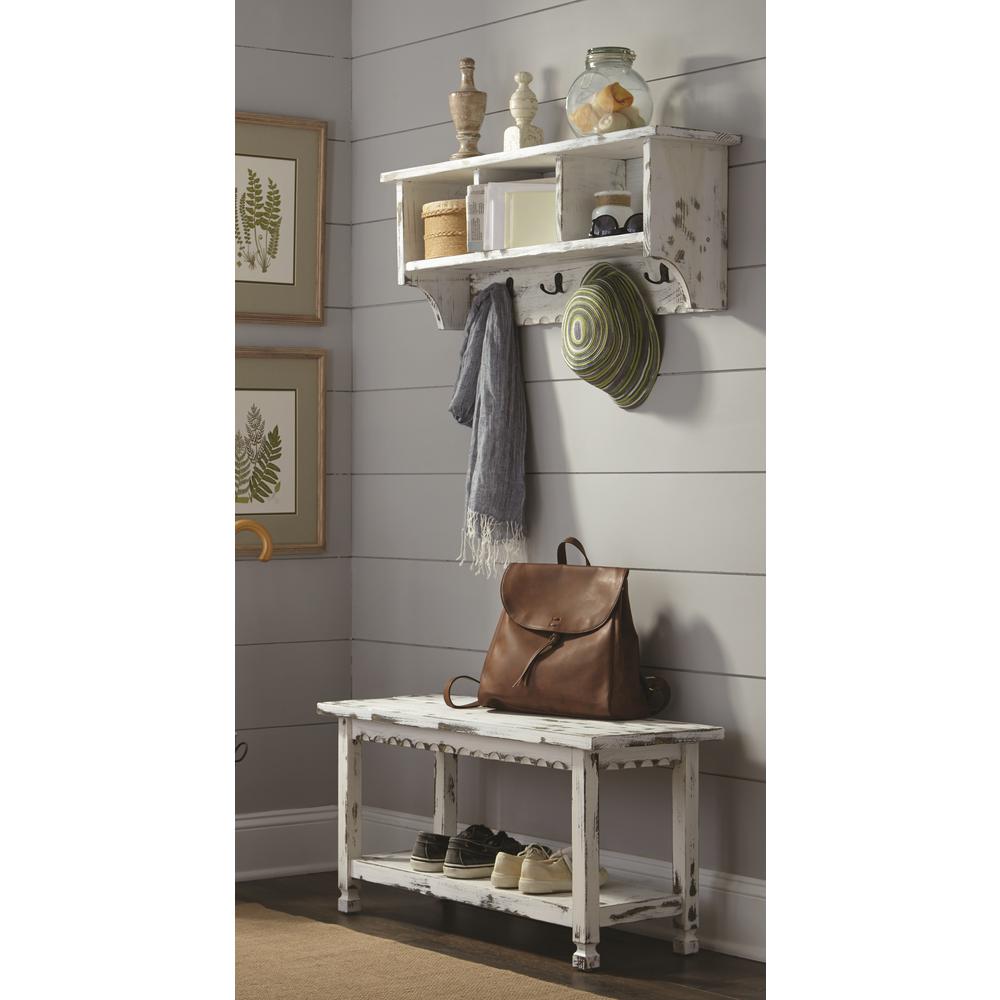 Alaterre Furniture Country Cottage White Antique Coat Hooks And Bench Set Acca0304wa The Home Depot