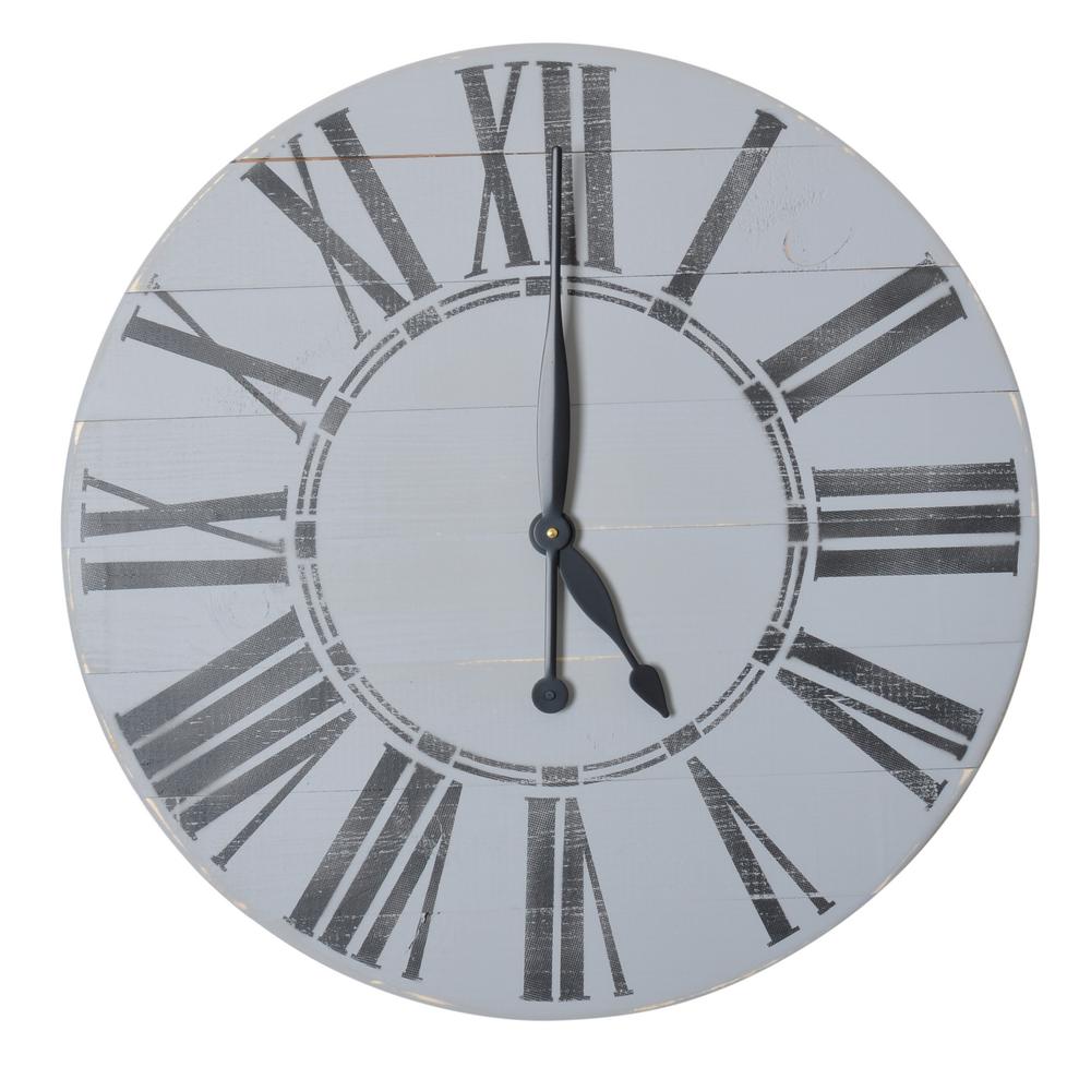 BrandtWorks 24 in. Oversized Gray Farmhouse Wall Clock24GYBKJUP The Home Depot