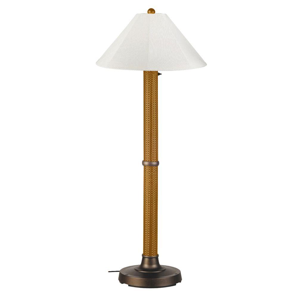 Patio Living Concepts Bahama Weave 60 In Mocha Cream Floor Lamp With Natural Linen Shade