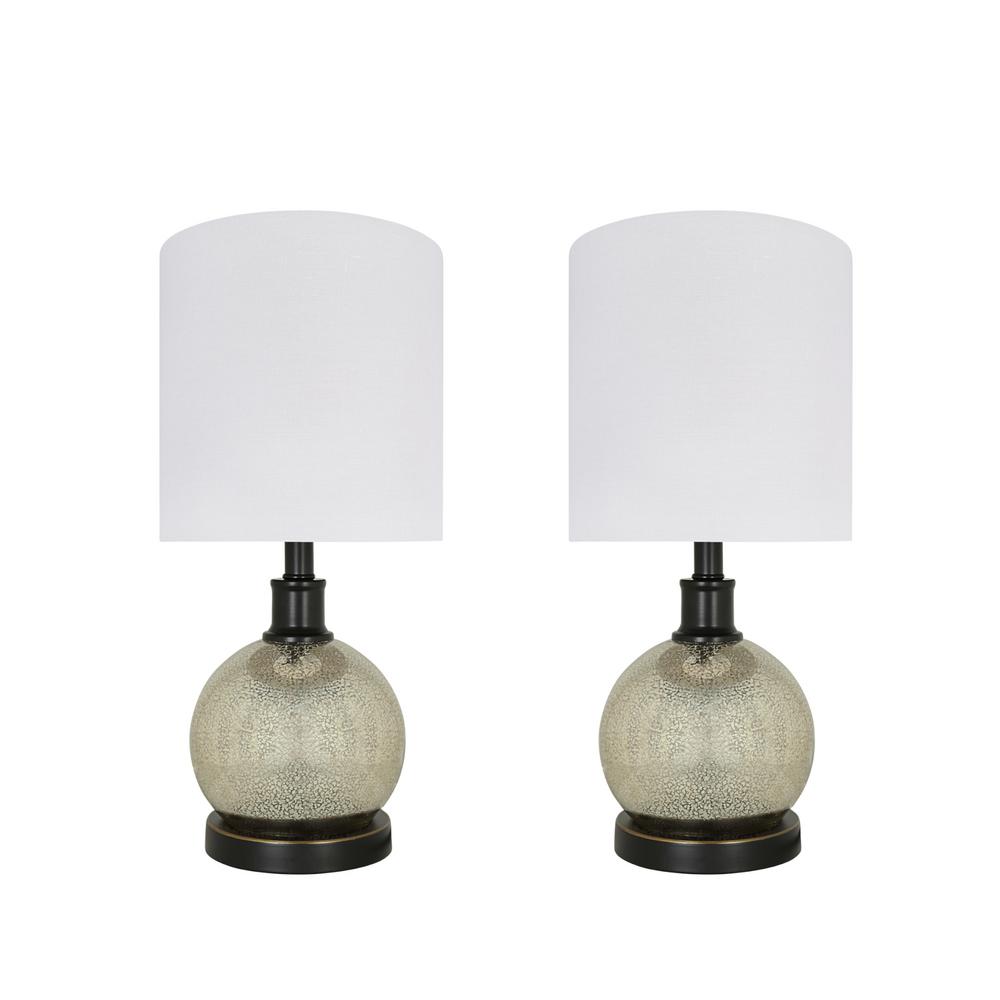 Aspen Creative Corporation 22 In Mercury Glass Table Lamp With Drum Shaped Lamp Shade In Off White 2 Pack 40211 12 The Home Depot