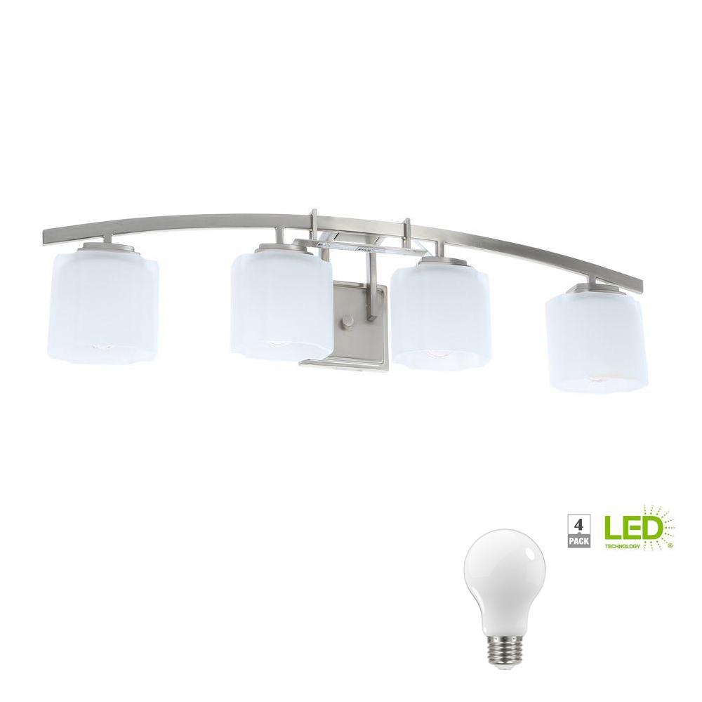 Hampton Bay 4 Light Brushed Nickel Bath Lighting Compare Hampton Bay Architecture 4 Light Brushed Nickel Vanity Li