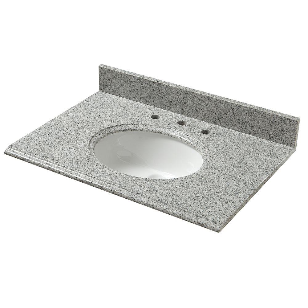 Home Decorators Collection 25 In Granite Vanity Top In Napoli With White Basin 25603 The Home Depot