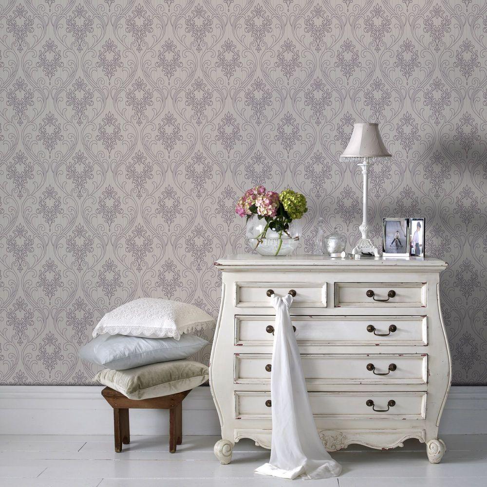 Graham & Brown Lilac and White Royale Wallpaper20941 The Home Depot