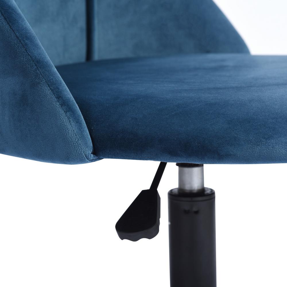 Furniturer Cian Blue Velvet Swivel Office Desk Chair Cian Blue