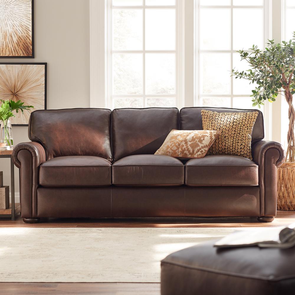 Home Decorators Collection Alwin Chocolate Italian Leather Sofa