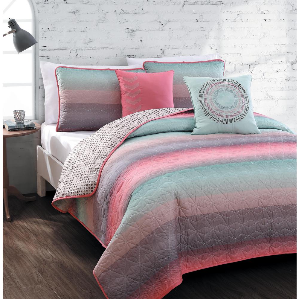 Multiple Sizes Reversible Cypress Ombre Coral//Blue King Bed in a Bag