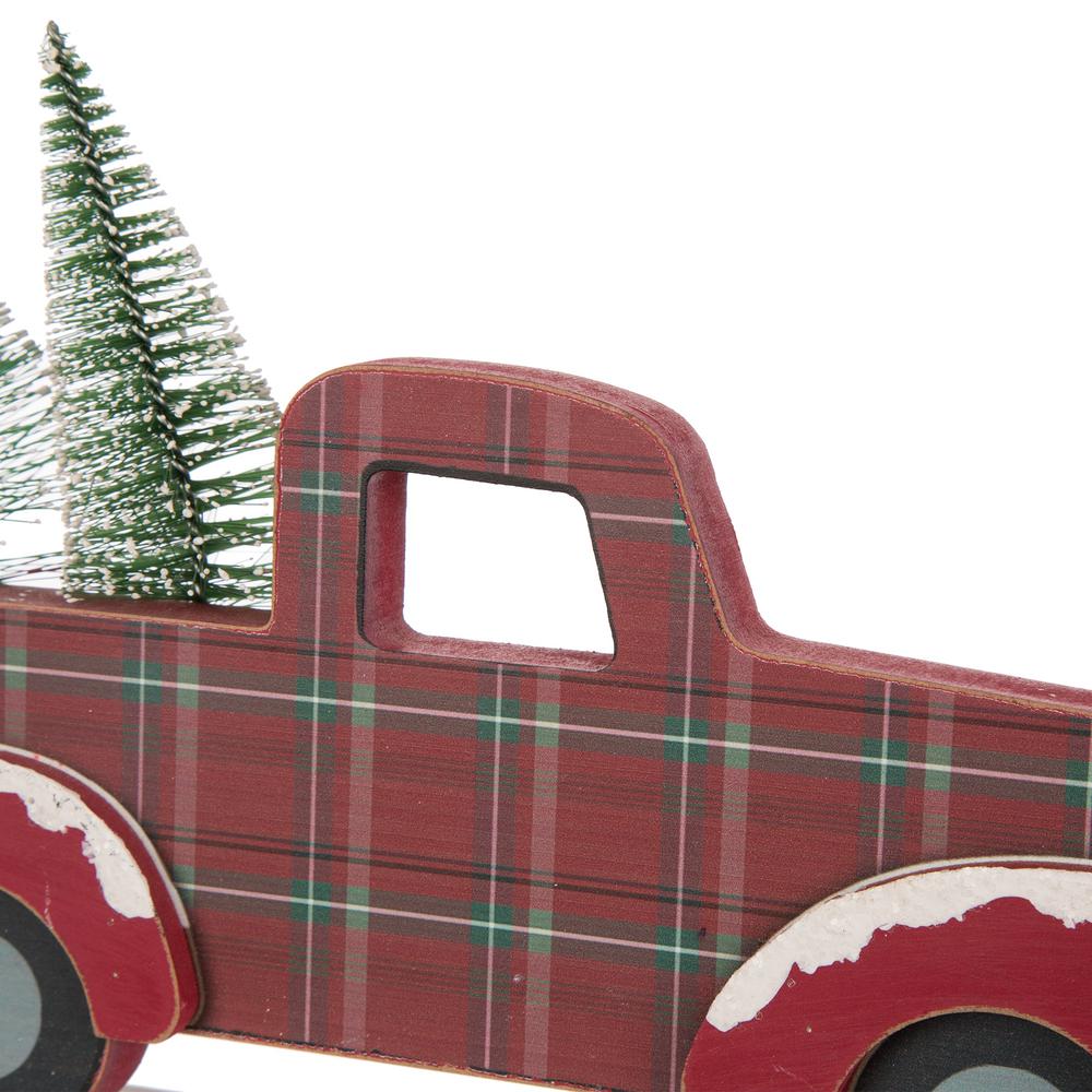 Glitzhome 12 81 In L Multi Color Wooden Metal Red Truck