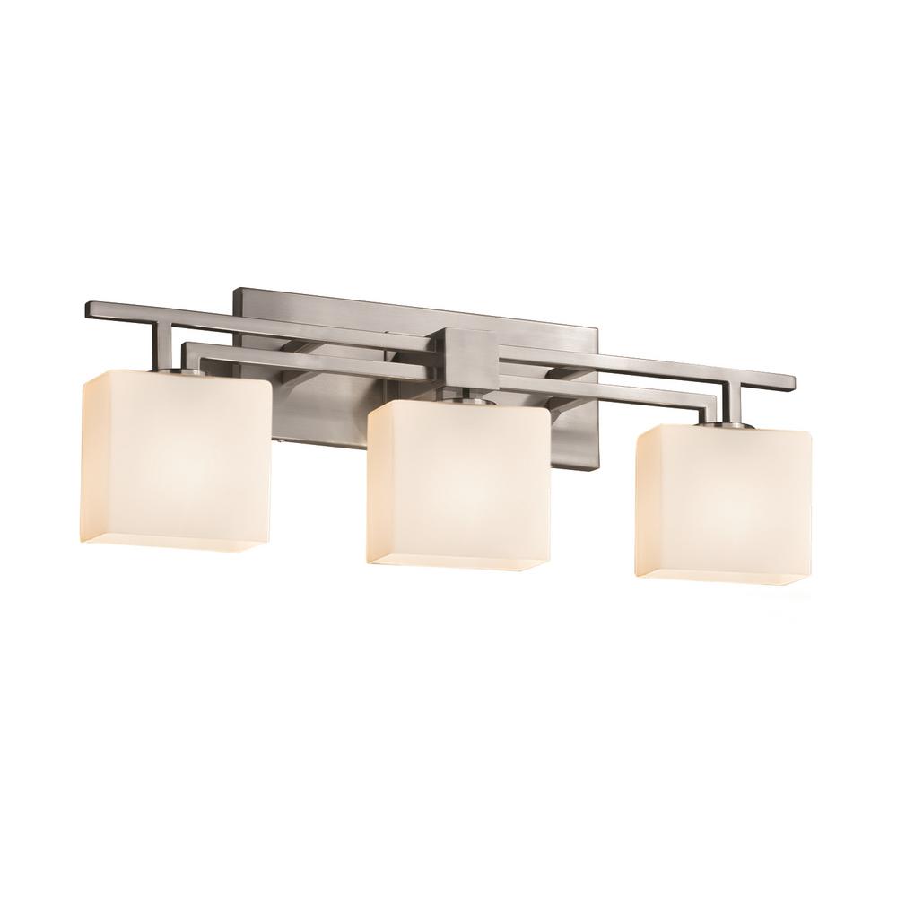 Justice Design Fusion Aero 3 Light Brushed Nickel Bath Light With Opal Shade Fsn 8703 55 Opal Nckl The Home Depot