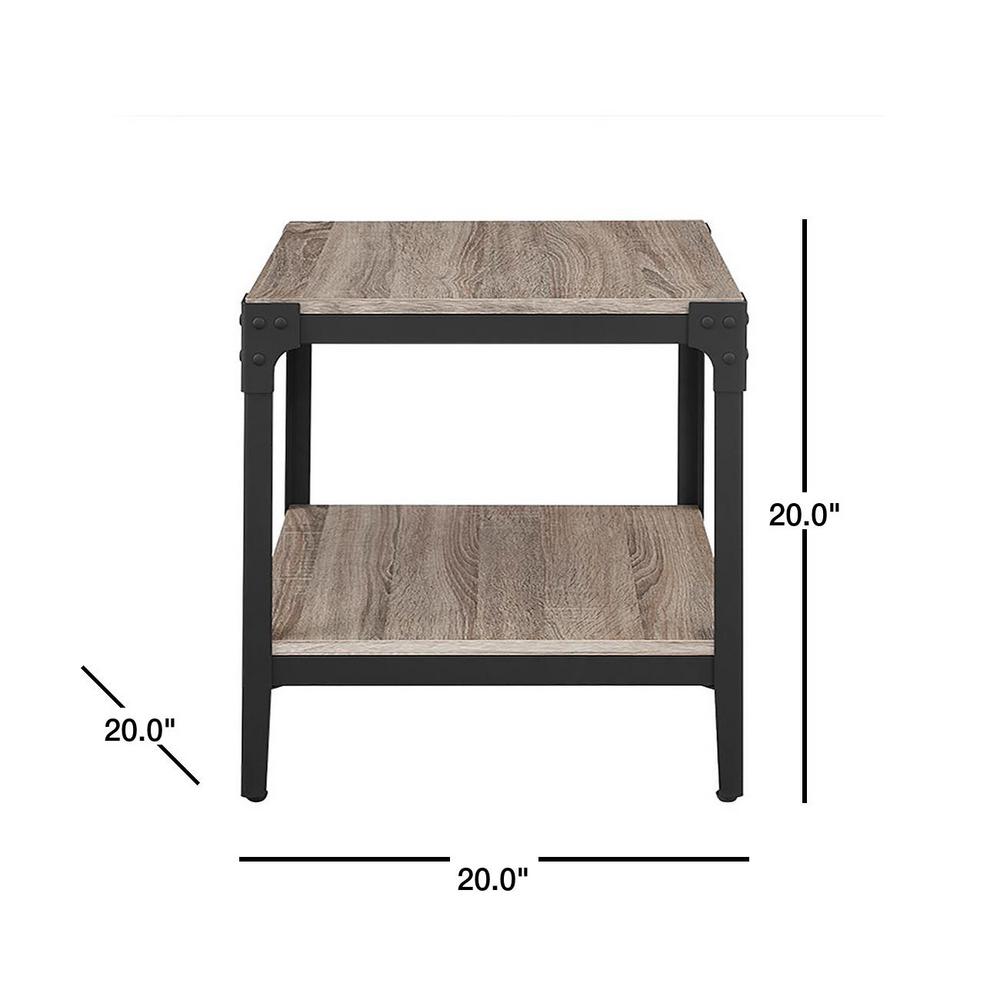 Walker Edison Furniture Company Rustic Wood End Side Table, Set of 2
