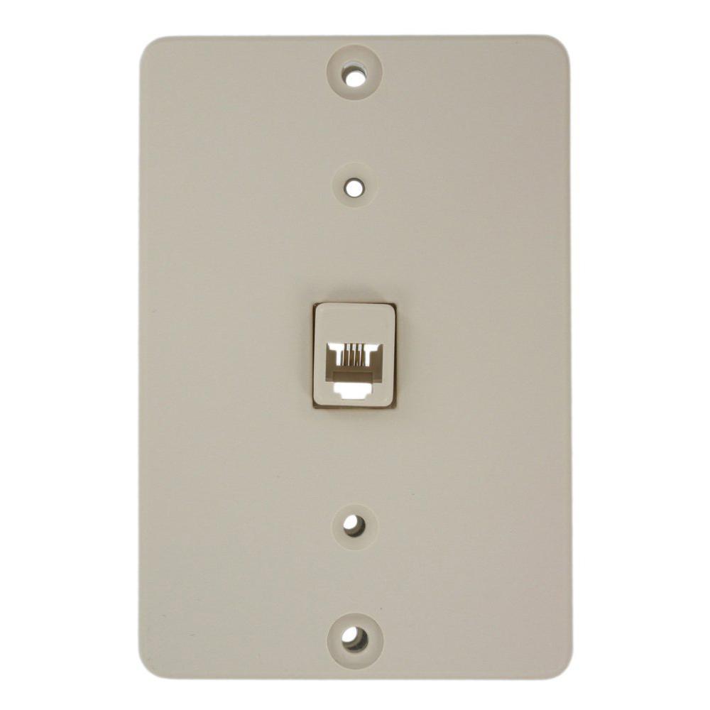 Leviton Telephone Wall Jack Light Almond40253T The Home Depot