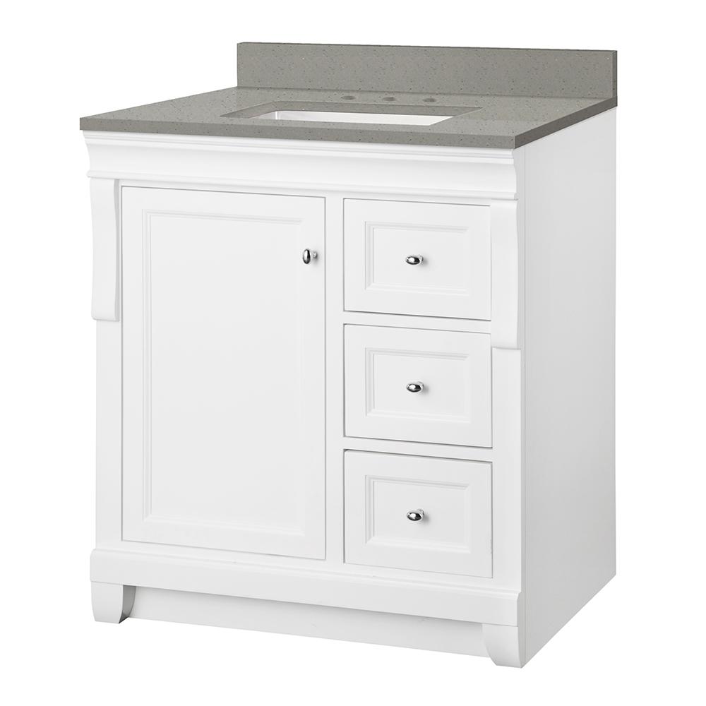 Foremost Naples 31 in. W x 22 in. D Vanity Cabinet in White with Engineered Quartz Vanity Top in Sterling Grey with White Basin was $749.0 now $524.3 (30.0% off)