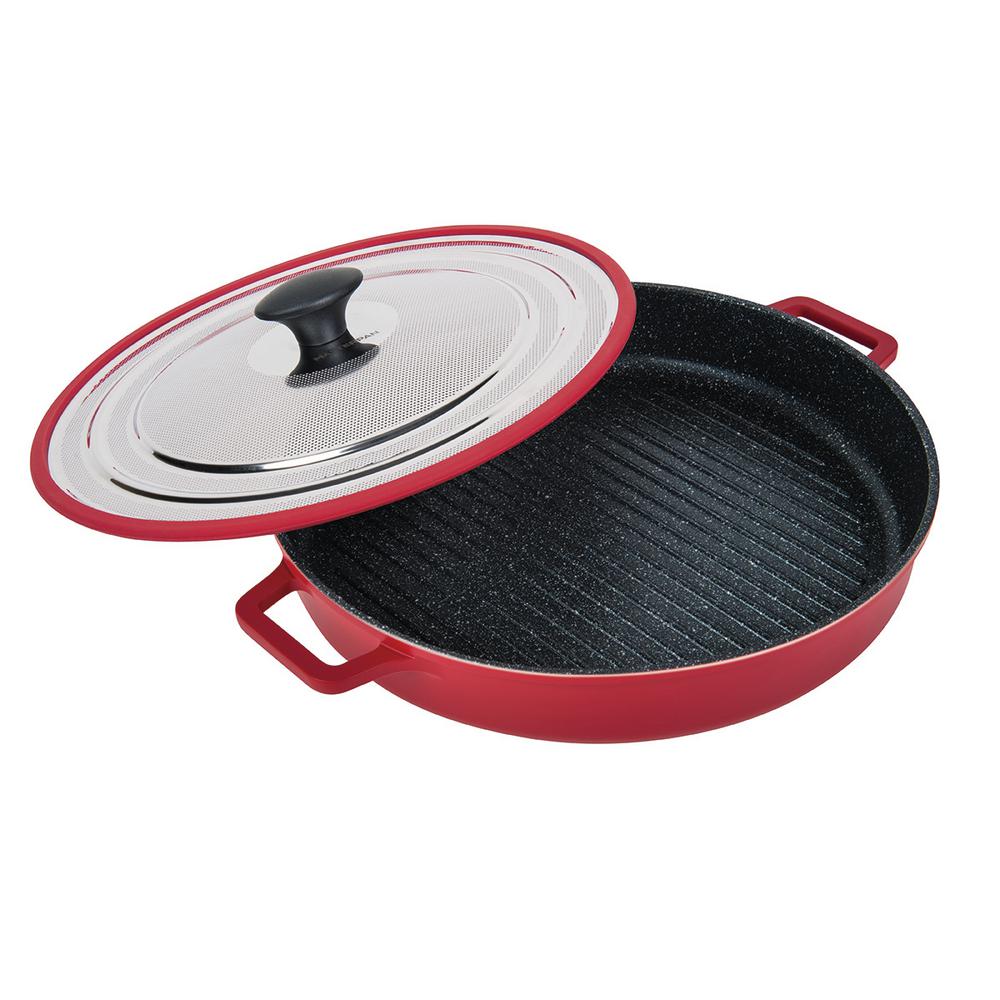 MasterPan Stovetop Oven Grill Pan with Heatin SteamOut Lid, 12 in