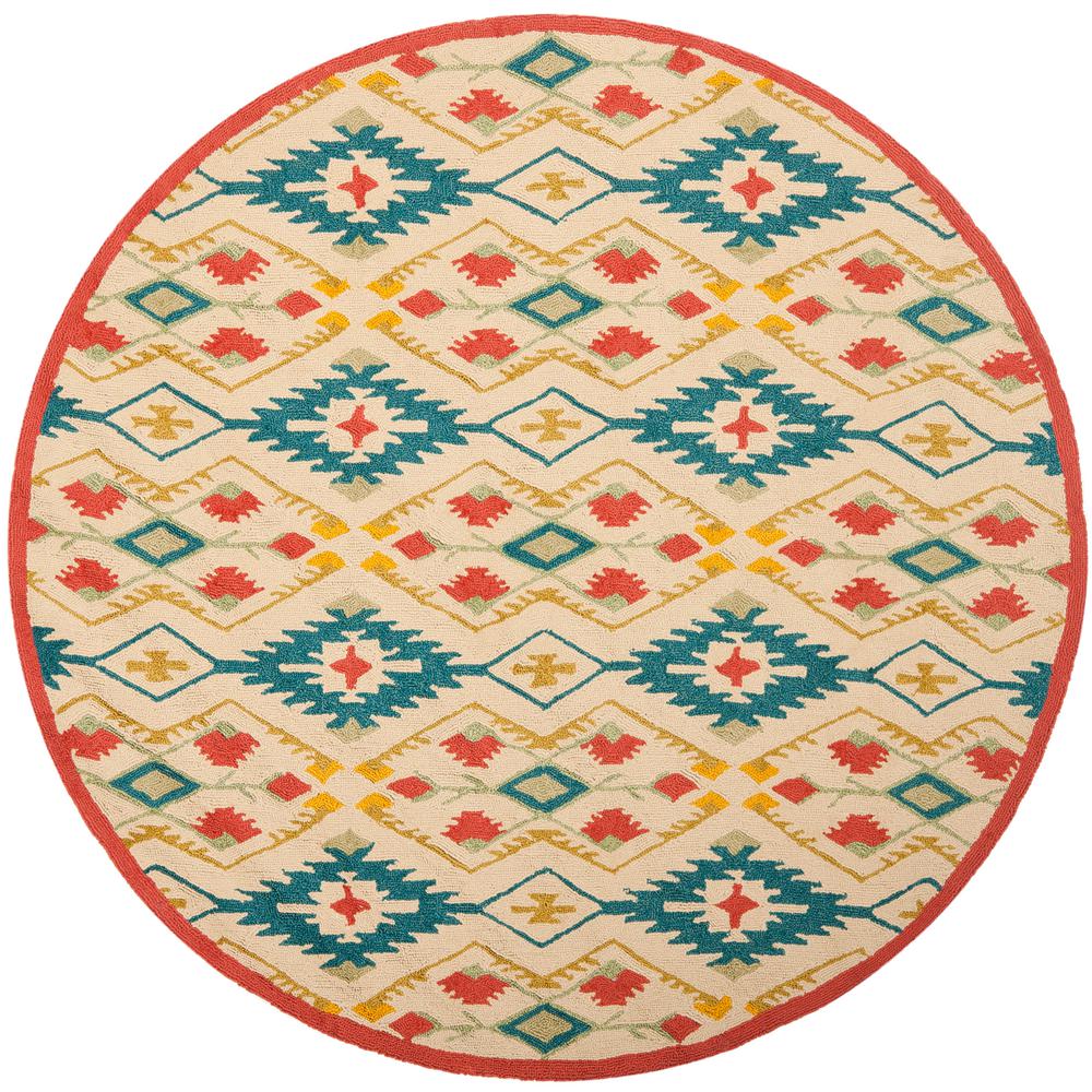 Safavieh Four Seasons Natural/Blue 6 ft. x 6 ft. Indoor/Outdoor Round Area RugFRS479A6R The