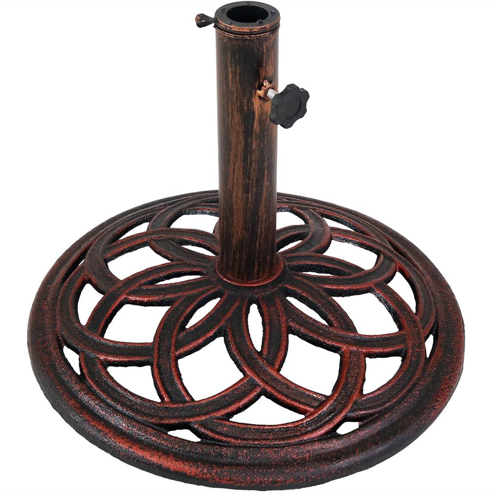 Sunnydaze Decor 17 In Cast Iron Patio Umbrella Base With Celtic Knot Design In Bronze