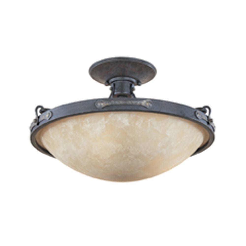 Designers Fountain Austin 3 Light Weathered Saddle Ceiling Semi Flush Mount Light