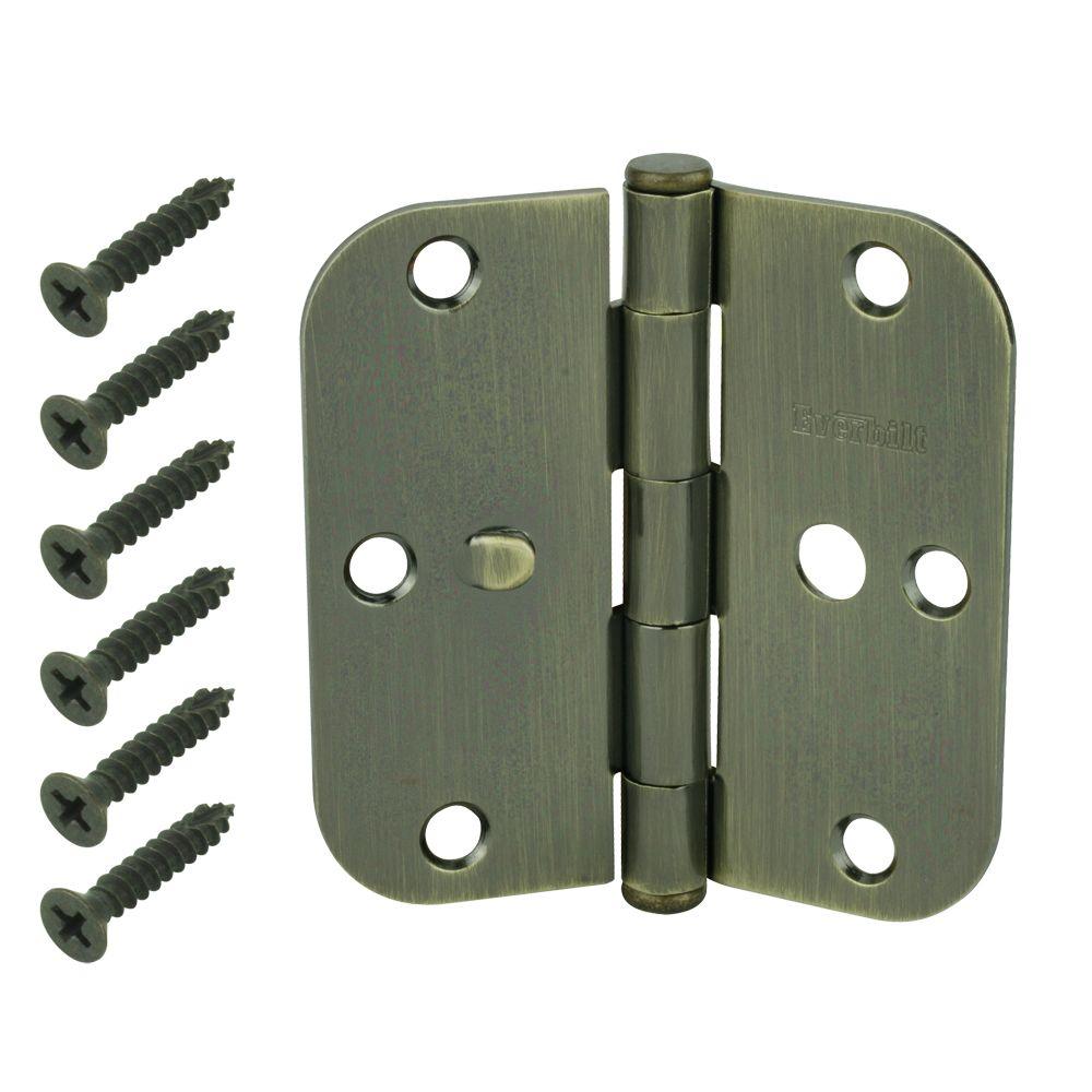 Brass - Door Hinges - Door Hardware - The Home Depot Antique Brass 5/8 in. Radius Security - Brass - Door Hinges - Door Hardware - The Home Depot