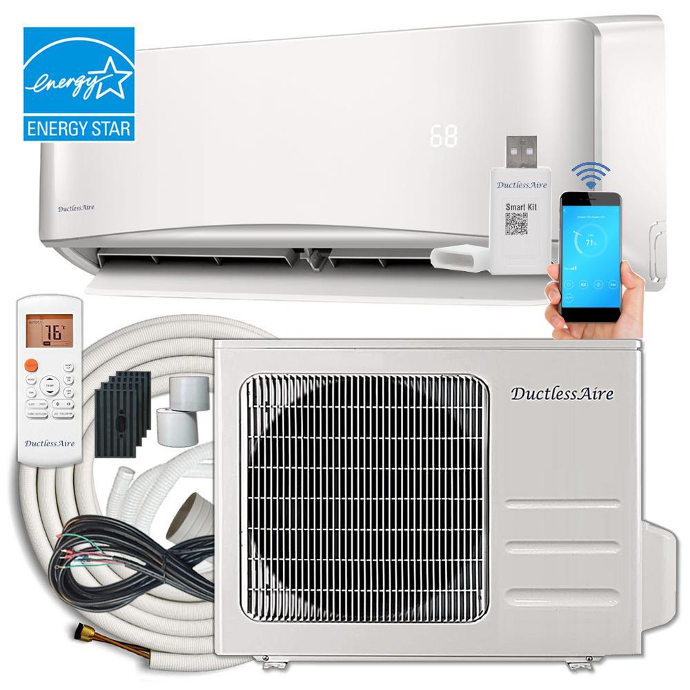 Ductlessaire 21 Seer 18 000 Btu 1 5 Ton Wi Fi Ductless Mini Split Air Conditioner And Heat Pump Variable Speed Inverter 220v 60hz Da1821 H2 The Home Depot